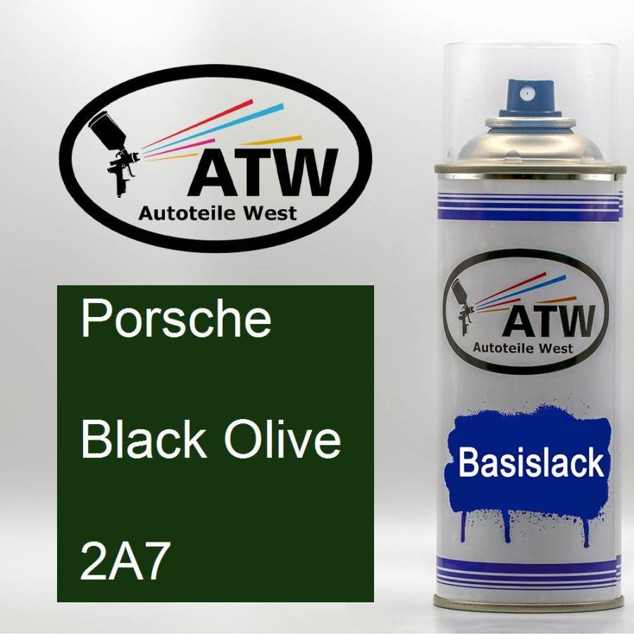 Porsche, Black Olive, 2A7: 400ml Sprühdose, von ATW Autoteile West.